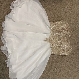 Strapless gold and white dress